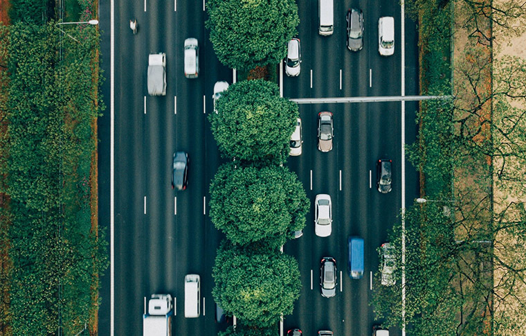 Aerial view of traffic