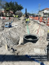 Installing drainage structures and pip on the west side of Lakeland Hills Boulevard