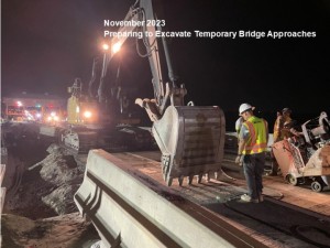 Nov 2023 Preparing to Excavate Temp Bridge Approaches