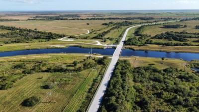 Aerial view of SR 70 bridge over Slough Ditch