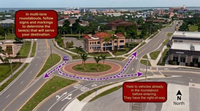 Carmalita Roundabout - How to access northbound, eastbound, and southbound from U.S. 41 southbound