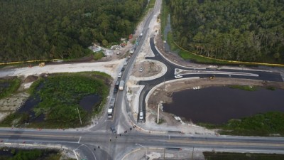 Drone photo of roundabout being constructed. Taken 9/5/2025.