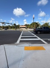 New crosswalk at Pyramid Parkway.