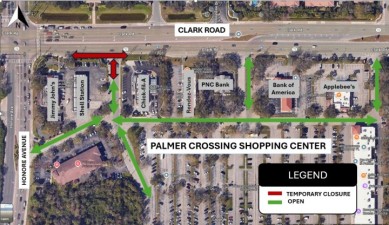 Updated Palmer Crossing mall entrance closure.