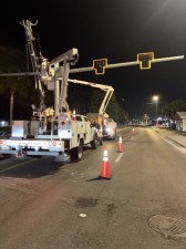 Crews conducting work on the new Pedestrian Hybrid Beacon (PHB) along State Road 82 in Lee County.