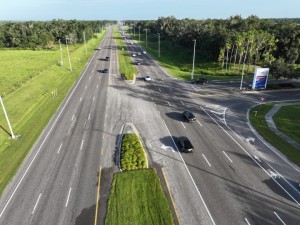 Pre-construction aerial photo of the entrance to Bartow Regional - October 2025