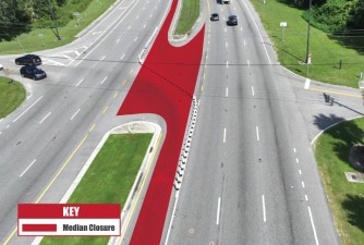 Lyle Parkway Median Opening to Close for four months while crews install a new signal and pave.