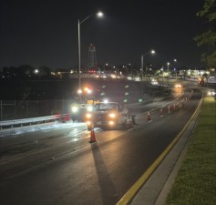 Crews are placing the cones along U.S. 17 in preparation for the paving crew to begin work at the overpass south of Cypress Gardens Boulevard on March 26, 2026.