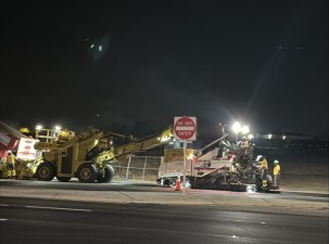 Crews are using milling and paving equipment to place the first layer of asphalt on U.S. 17 in Winter Haven in the early hours of March 26, 2026.