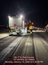 Machine milling the roadway on U.S. 17 on January 12, 2026
