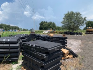 Track panels ready to be placed