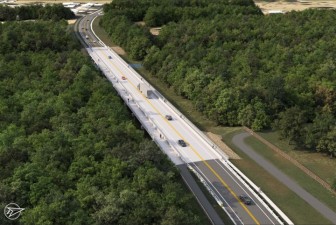 Rendering of an aerial view of the new bridge.