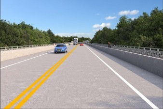 The new bridge will have 12-foot travel lanes and seven-foot bicycle lanes on each side. The current bridge has 10-foot-wide travel lanes and no bicycle lanes.