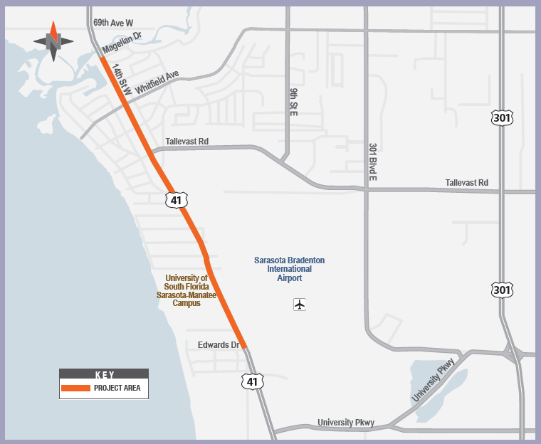 US 41 from Edwards Drive to Magellan Drive location map